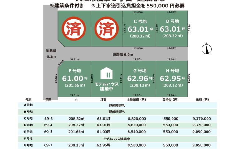 岐阜県大垣市浅草3丁目土地8区画　建築条件付き